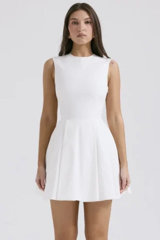 Mini-robe plissée en coton blanc Claretta
