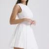 Mini-robe plissée en coton blanc Claretta