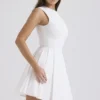 Mini-robe plissée en coton blanc Claretta