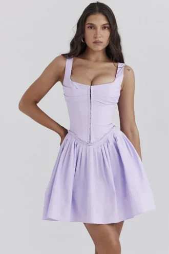 Mini-robe plissée en coton « Cupid Orchid »