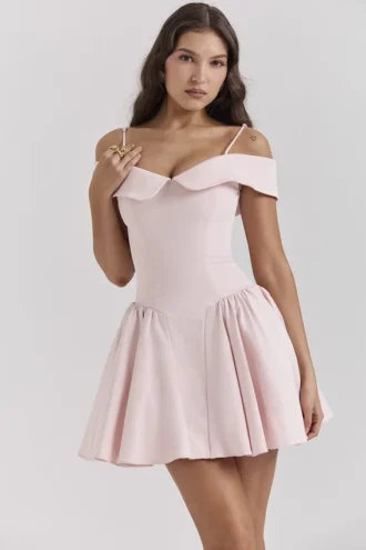 Mini-robe rose à épaules dénudées « Elida Ballerina »