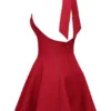 Mini-robe rouge à col licou et nœud Loulette