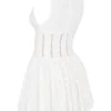 Mini-robe Sarita en coton blanc à broderie anglaise et décolleté plongeant