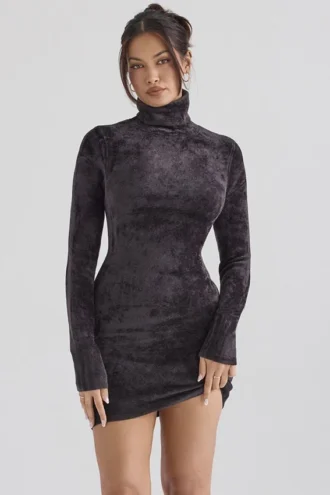 Mini-robe Taya en chenille anthracite
