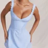 Mini-robe Tilly bleue à plis creusés