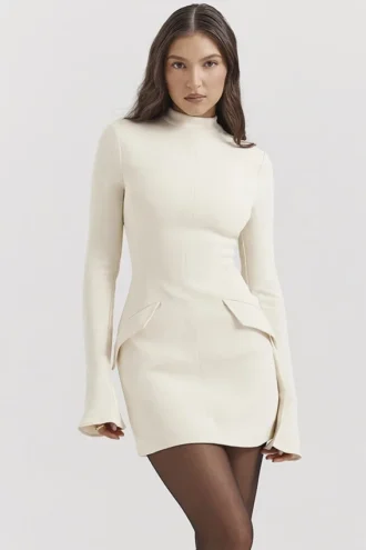 Mini-robe vintage Mahalia couleur crème