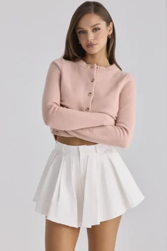 Mini-short évasé en coton blanc « Lumi »