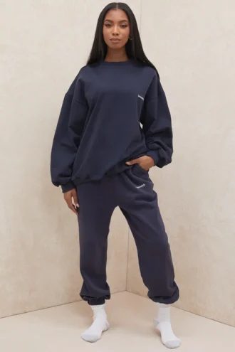 Pantalon de jogging en molleton bleu marine