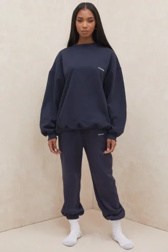 Pantalon de jogging en molleton bleu marine