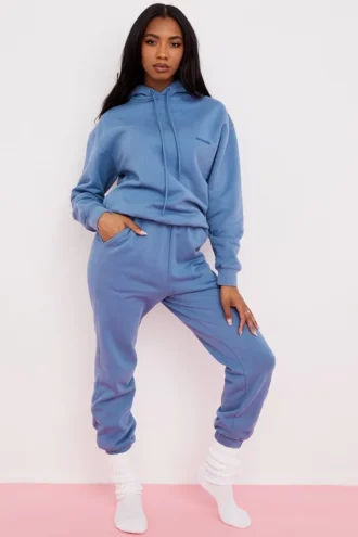 Pantalon de jogging Sky Azure à dos en molleton