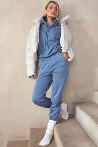 Pantalon de jogging Sky Azure à dos en molleton