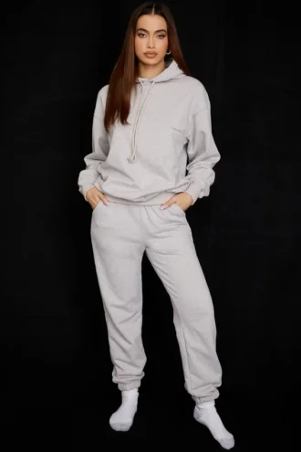 Pantalon de jogging Sky gris clair avec dos en molleton