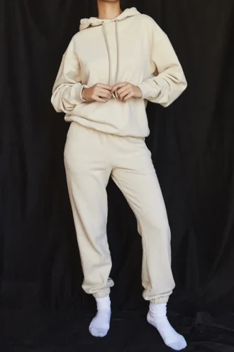 Pantalon de jogging Sky Oatmeal à dos en molleton