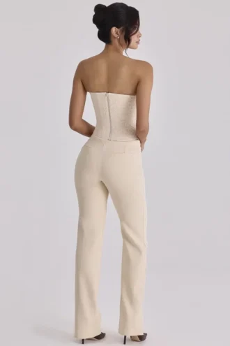 Pantalon droit en crêpe ivoire vintage Chiara