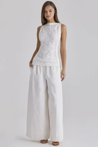 Pantalon large en coton blanc Jae