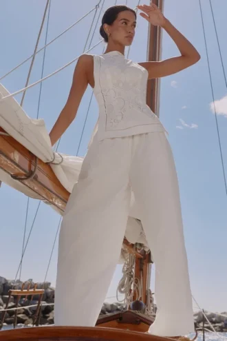 Pantalon large en coton blanc Jae