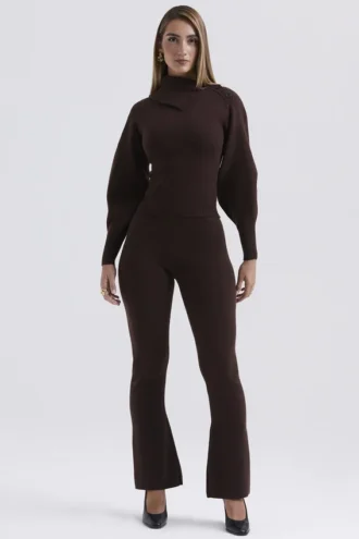 Pantalon Nereida en mélange de cachemire couleur chocolat