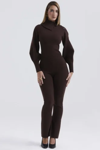 Pantalon Nereida en mélange de cachemire couleur chocolat