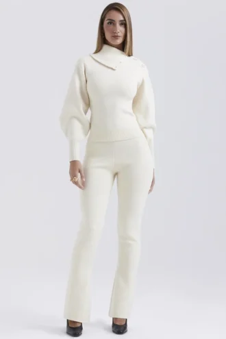 Pantalon Nereida en mélange de cachemire couleur crème