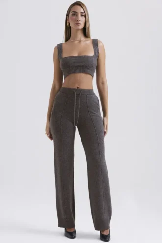 Pantalon Yalina en mélange de cachemire gris anthracite
