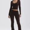 Pantalons Ama en mélange de cachemire couleur chocolat