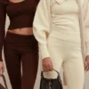 Pantalons Ama en mélange de cachemire couleur chocolat