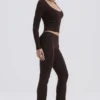 Pantalons Ama en mélange de cachemire couleur chocolat