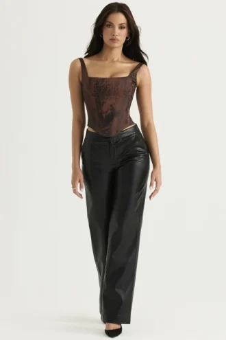 Pantalons en cuir vegan noir Omaira