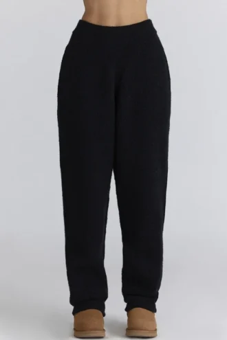 Pantalons en maille bouclée de laine noire Geena
