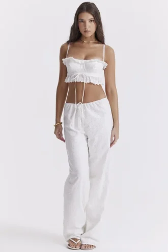 Pantalons Frankie blancs en broderie anglaise