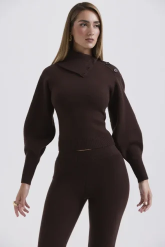 Pull Adelita en mélange de cachemire couleur chocolat