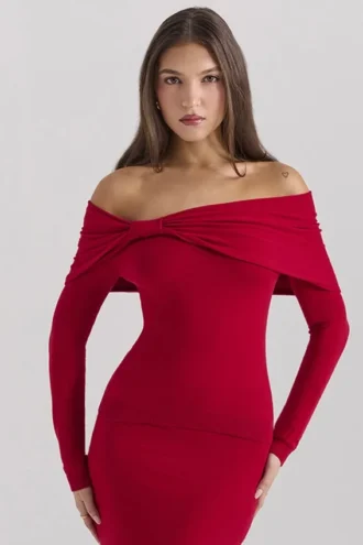Pull Amaryllis en cachemire mélangé rouge houx