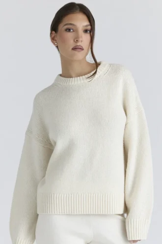 Pull en laine épaisse Bear Ivory