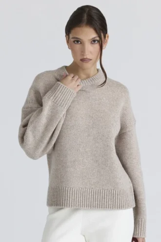 Pull en laine épaisse Bear Oatmeal