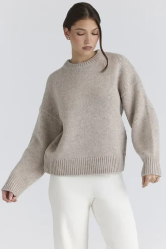 Pull en laine épaisse Bear Oatmeal