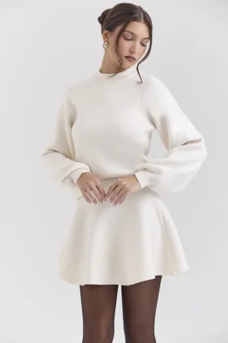 Pull en maille épaisse de laine et cachemire Cressida Cream
