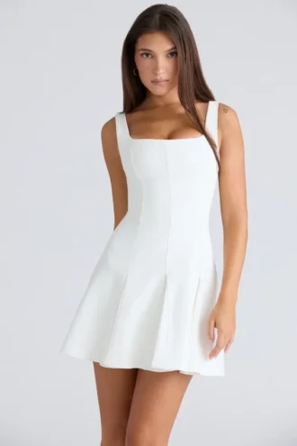 Robe Amélie Vintage en crêpe extensible ivoire