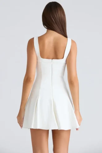 Robe Amélie Vintage en crêpe extensible ivoire