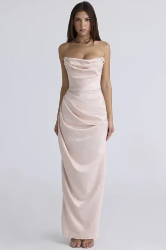 Robe bustier en satin champagne Adrienne