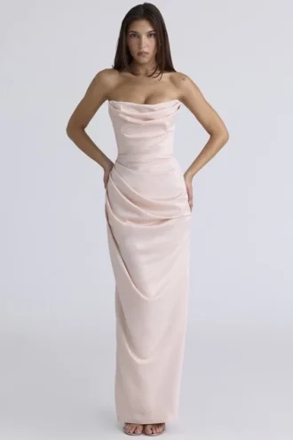 Robe bustier en satin champagne Adrienne