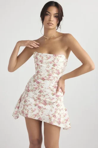 Robe corset drapée à imprimé Jasmine Rose