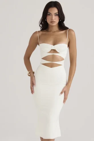 Robe corset en satin ivoire Amalia