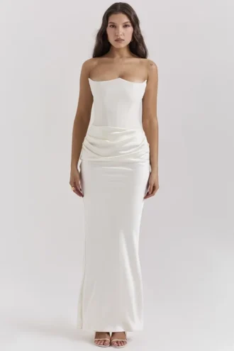 Robe corset sans bretelles Persephone ivoire