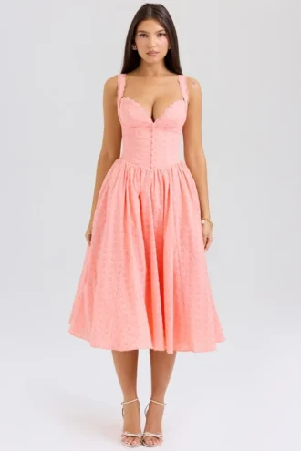 Robe d&rsquo;Été Adalyn en broderie anglaise couleur pêche