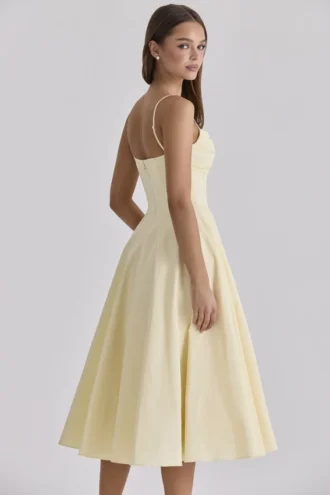 Robe d&rsquo;Été en coton Dahlia Lemon, coupe princesse