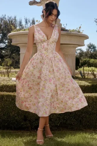 Robe d&rsquo;Été en coton Emmelina à imprimé Pink Meadow