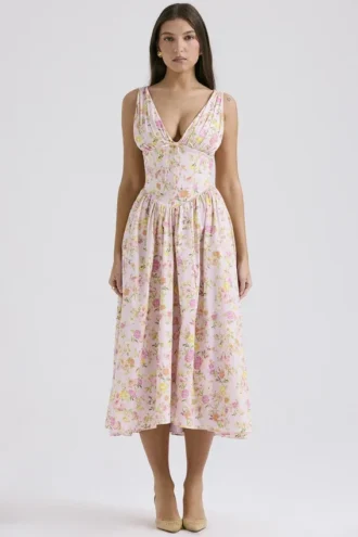 Robe d&rsquo;Été en coton Emmelina à imprimé Pink Meadow