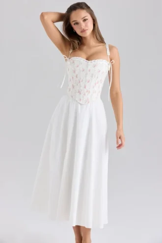 Robe d&rsquo;Été en coton à imprimé rose Clarabelle avec corset amovible