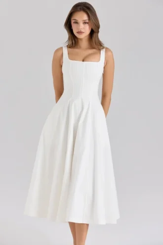 Robe d&rsquo;Été en coton stretch blanc Mariabella