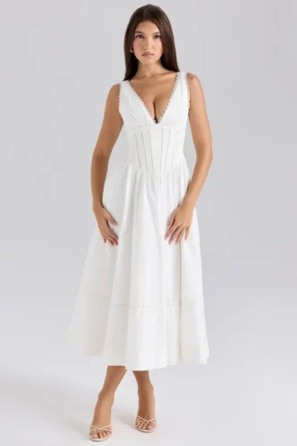 Robe d&rsquo;Été en coton stretch blanc Samia